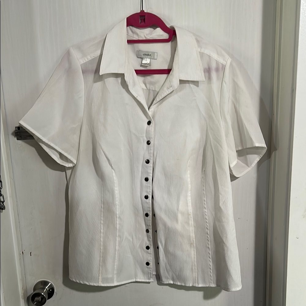 White Short Sleeve Button-Up Shirt